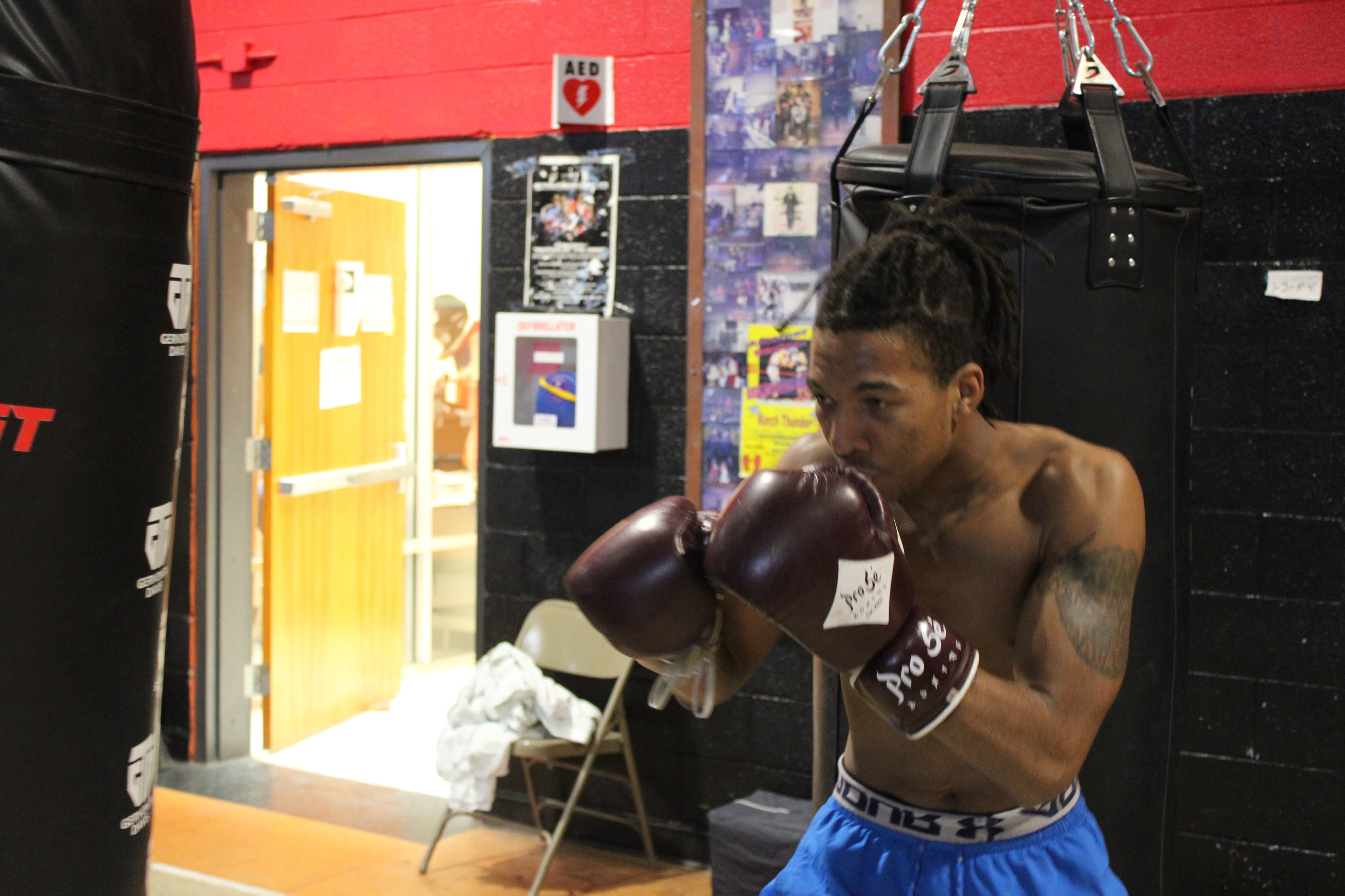 Intense boxing moment